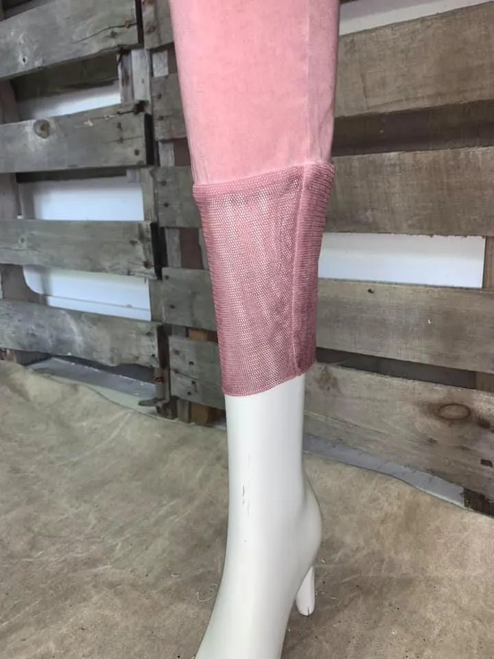 21Y212 Mesh Bottom Legging Rose