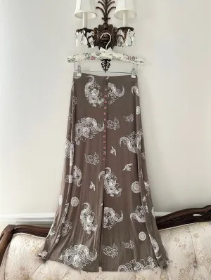 90s Dragon Button Down Midi Skirt (XS)