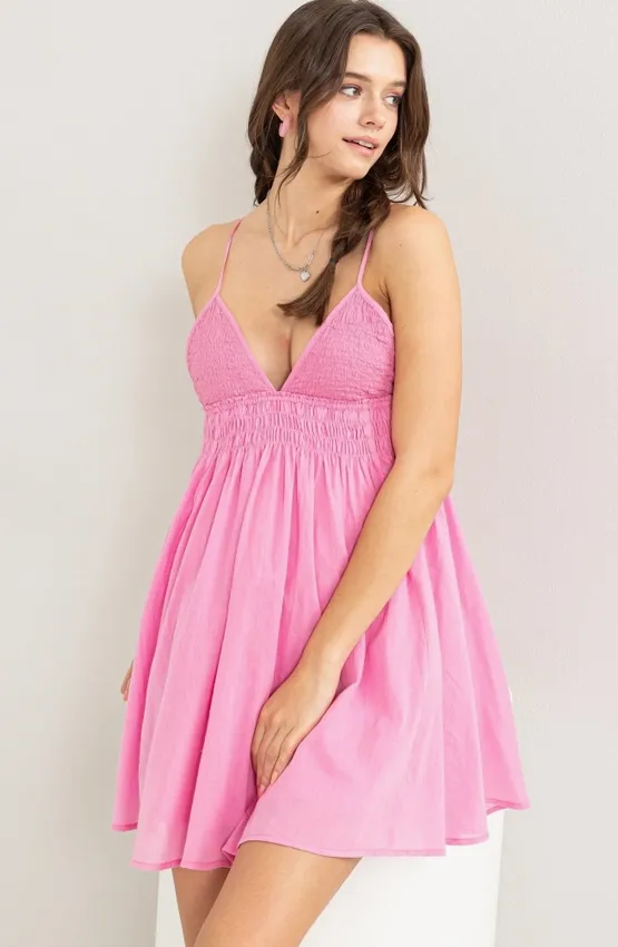 Airy Charm Cotton Voile Mini Dress