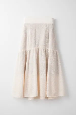 Airy jacquard skirt (White)