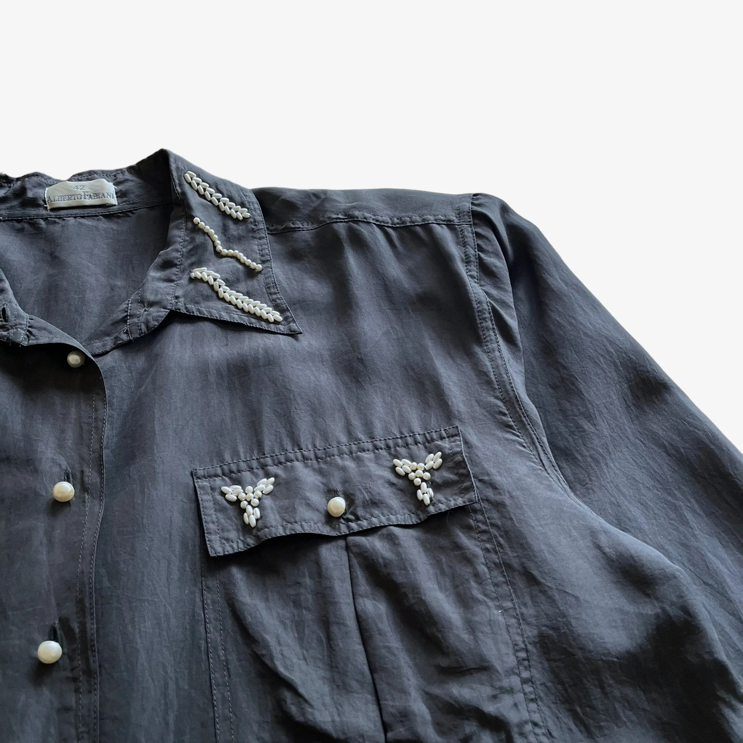 Alberto Fabiani Silk Shirt With Faux Pearl Detailing (Womenswear)