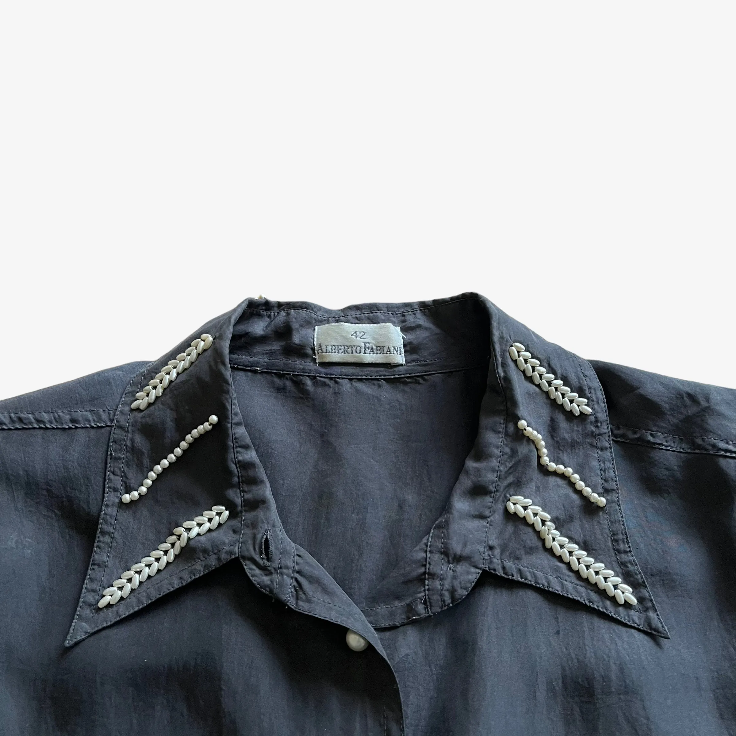 Alberto Fabiani Silk Shirt With Faux Pearl Detailing (Womenswear)
