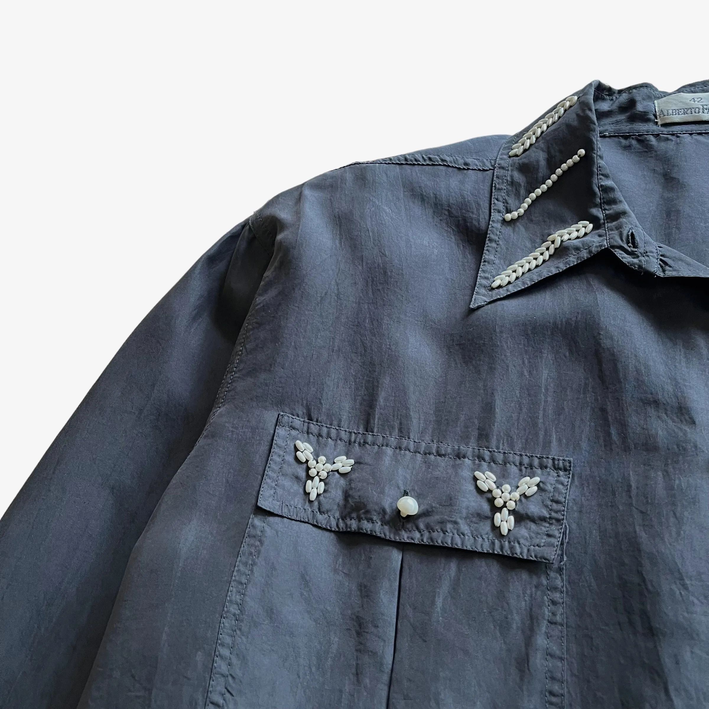 Alberto Fabiani Silk Shirt With Faux Pearl Detailing (Womenswear)