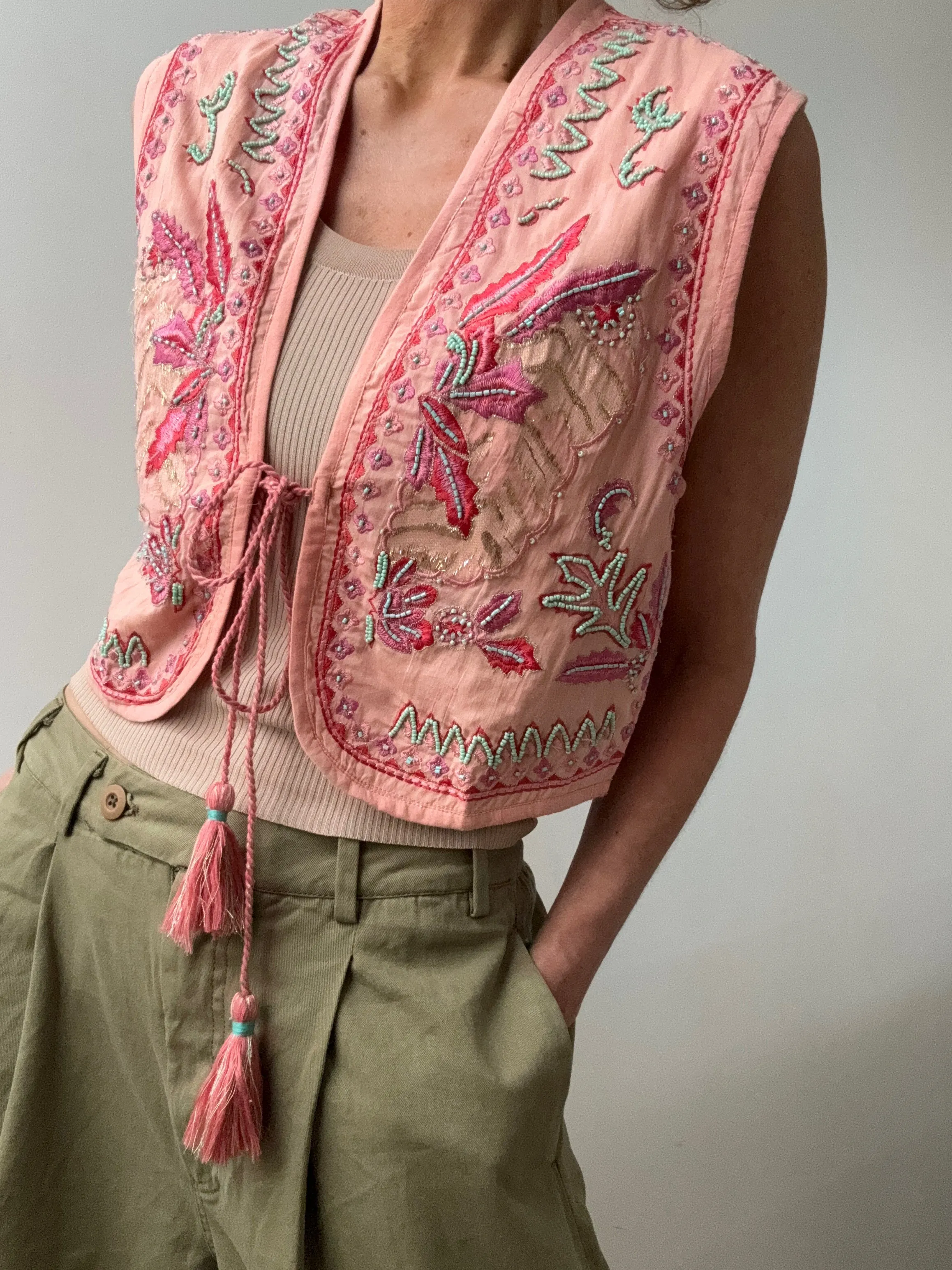 Amina Cotton Vest Pink