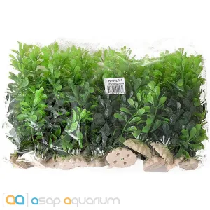 Aquatop 12 Pack of Aquarium Plants Green 6" High with Weighted Bases