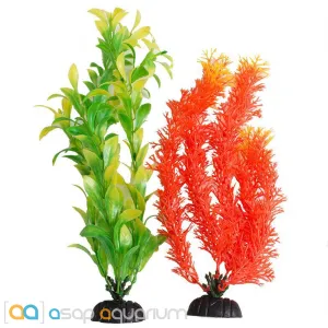 Aquatop Aquarium Plants 2 Pack Orange & Green 15" High