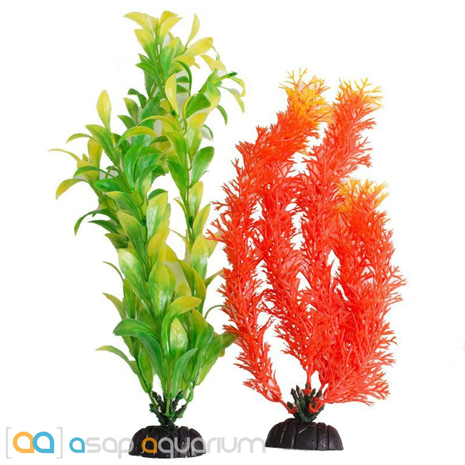 Aquatop Aquarium Plants 2 Pack Orange & Green 15" High