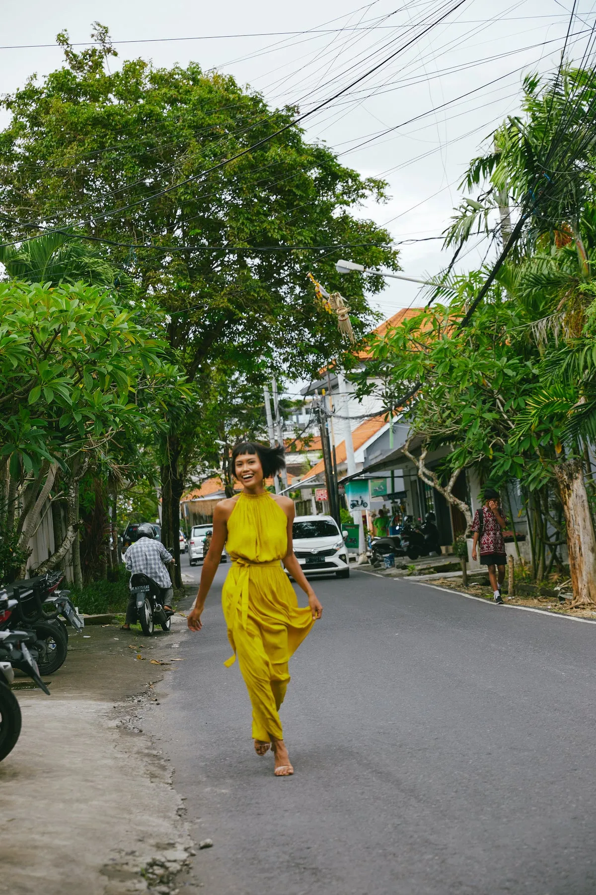 ASOKA long flowing lime yellow dress