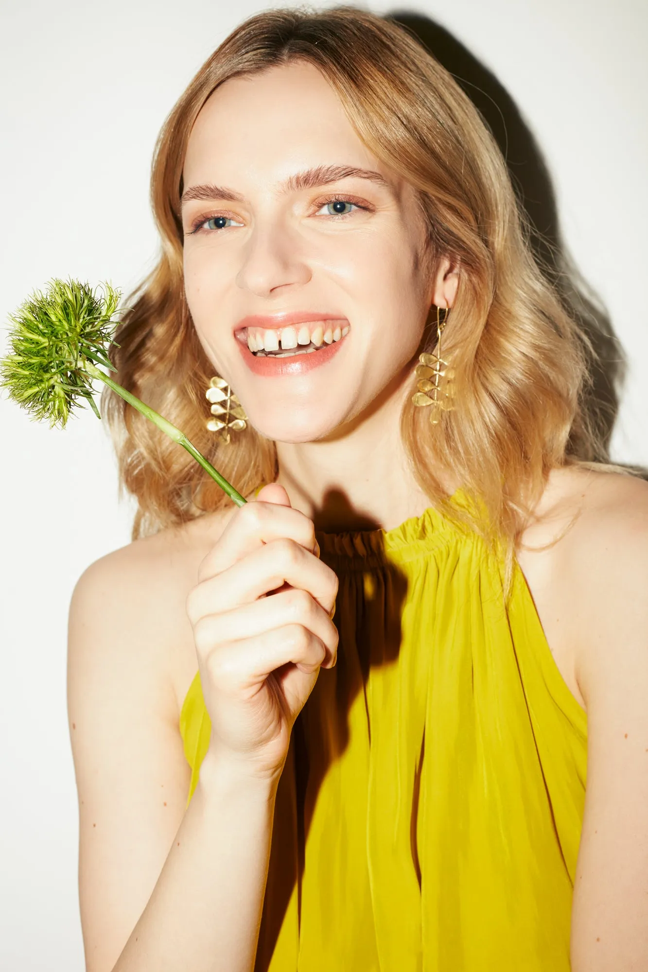 ASOKA long flowing lime yellow dress
