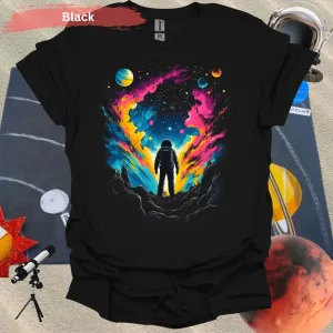 Astronaut in Colorful Cosmic Explosion T-shirt