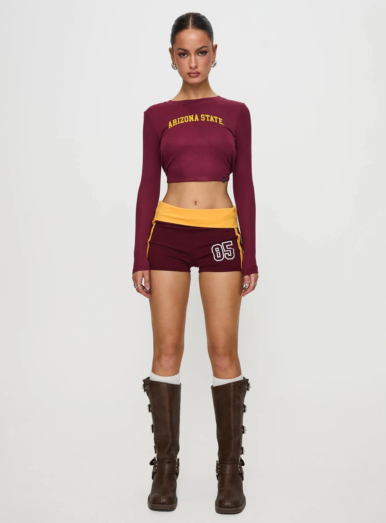 ASU Foldover Shorts Maroon