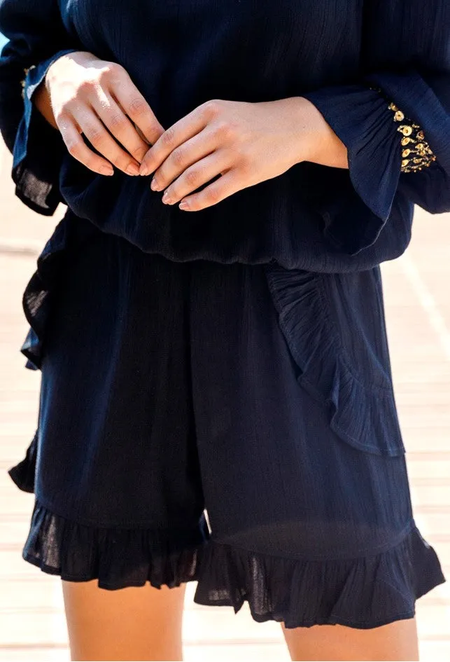 Black Cotton Holiday Shorts