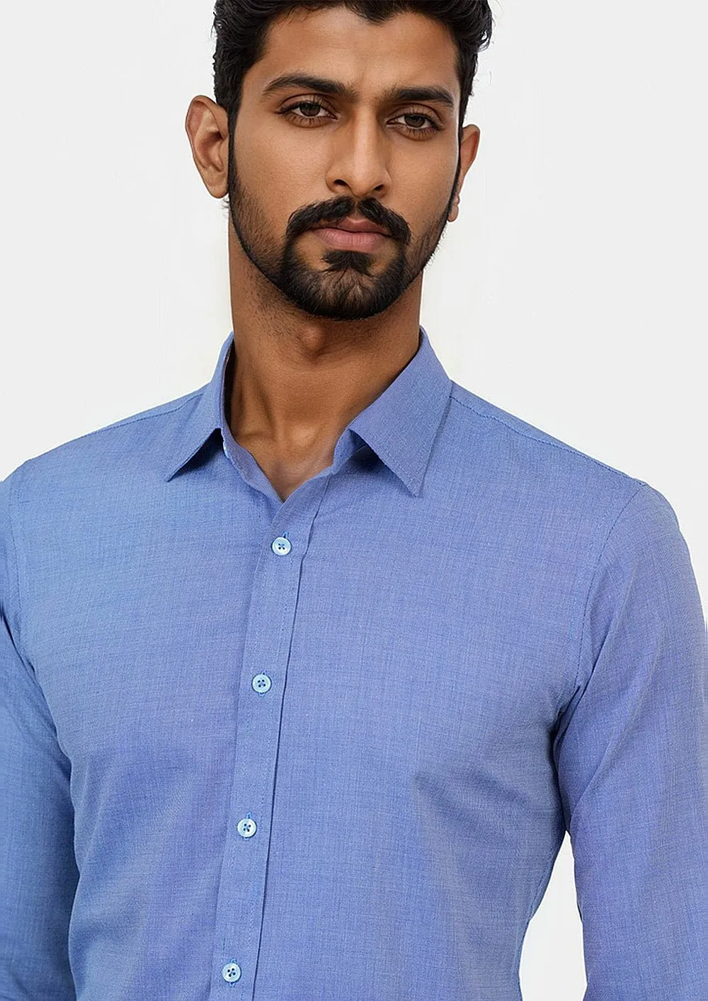 Blue Egyptian Cotton Broadcloth Shirt