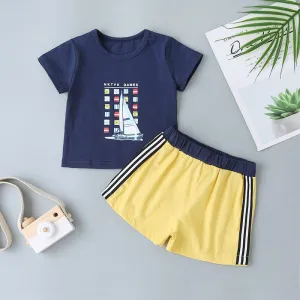 Boys Letter Boat Graphic Tee & Track Shorts