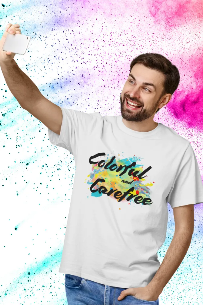 Colorful & Carefree Holi T-shirt for men