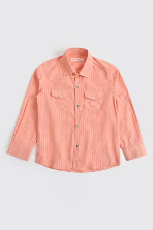 Coral Checked Casual Shirt