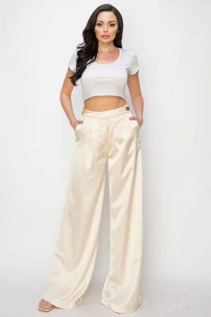 Cream Silky Smooth High Waisted Pants