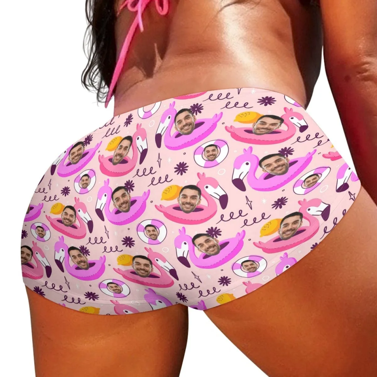 Custom Face Flamingo Women Sexy Short Pants Comfortable Fashion Gym Sport Daily Shorts Bottom