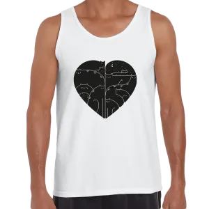 CUTE Cats Lovers Minimal Heart Shape Animal Unisex Tank Top