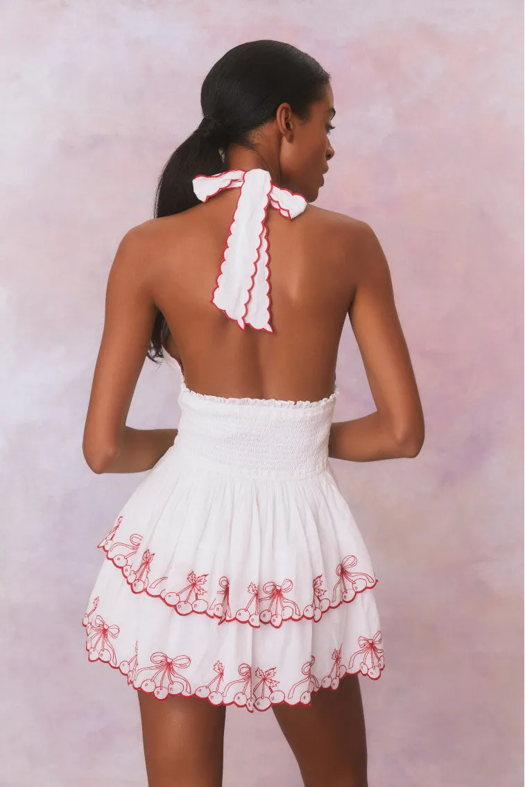 Dormina Cherry Embroidered Cotton Mini Dress