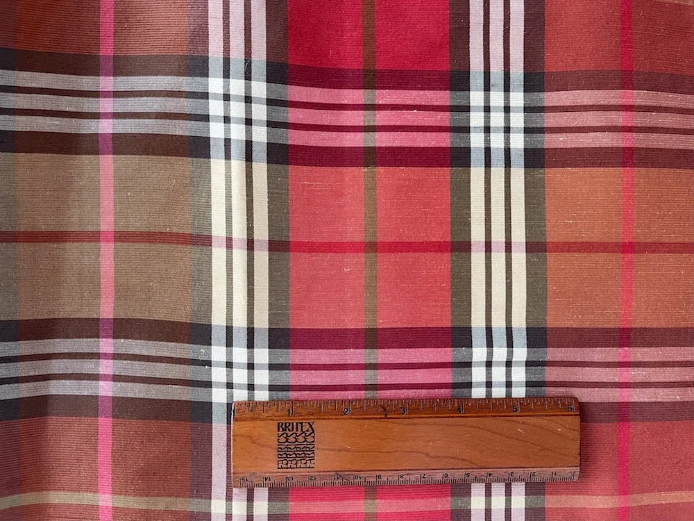 Dreamy Plaid Autumnal Mélange Crisp Silk Faille (Made in Italy)