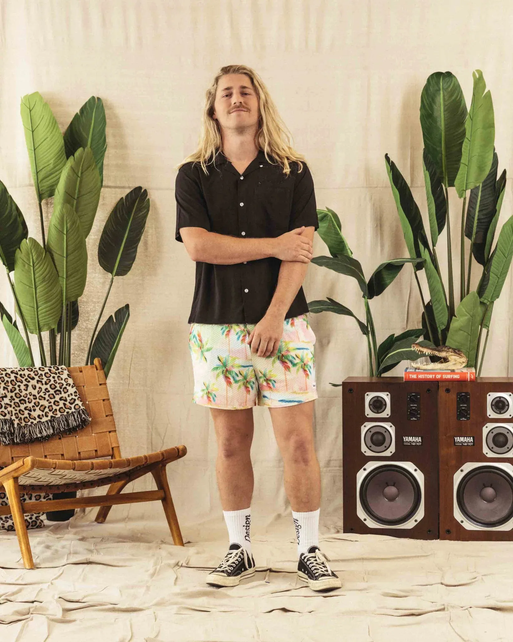 Duvin - "Pastel Palm" Mesh Lounge Shorts