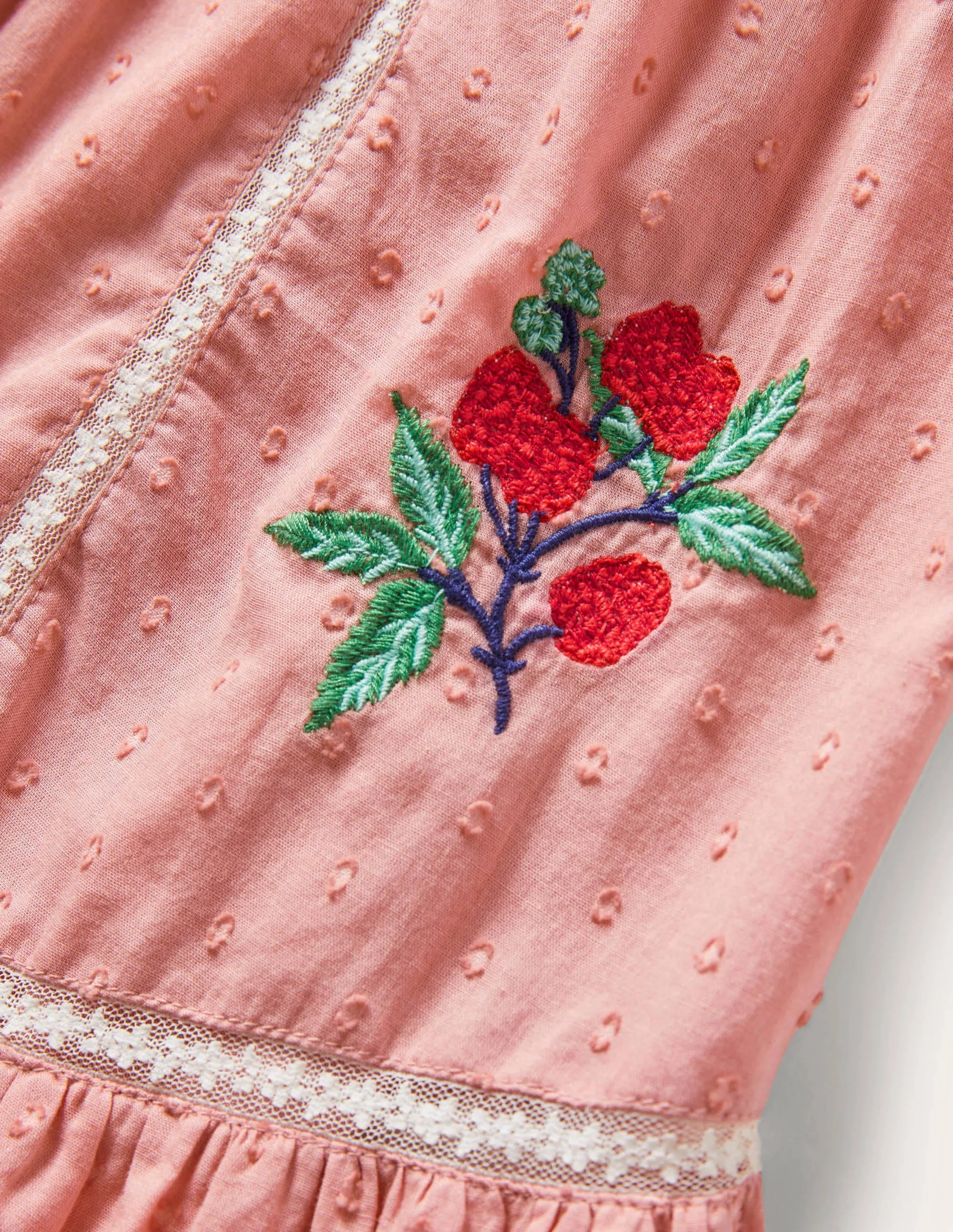 Embroidered Nostalgic Dress-Almond Pink