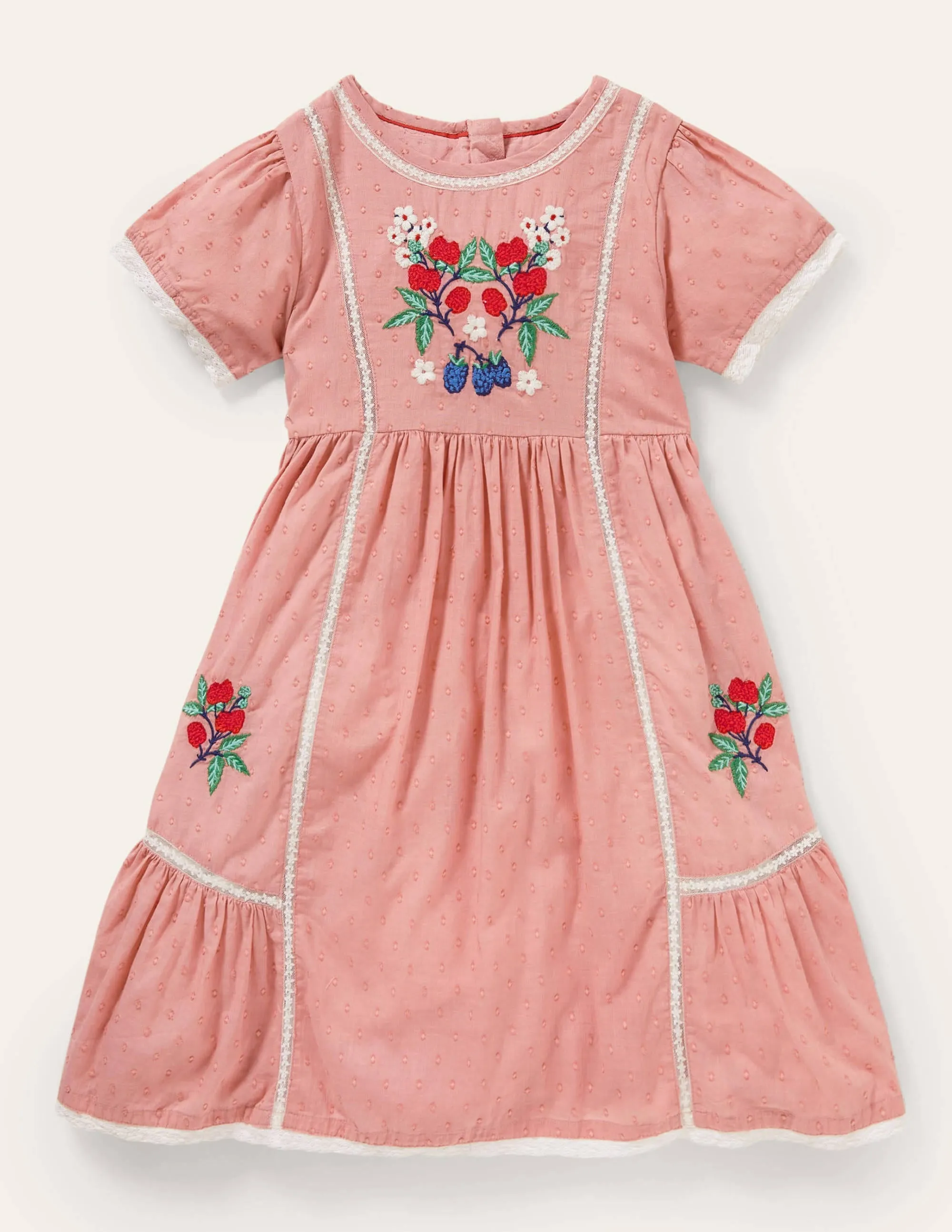 Embroidered Nostalgic Dress-Almond Pink