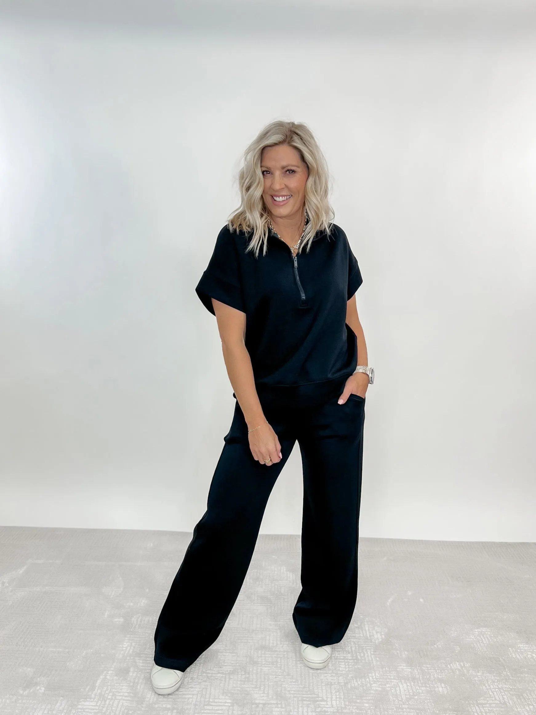 Get What you Want Scuba Straight Leg Pant, Black