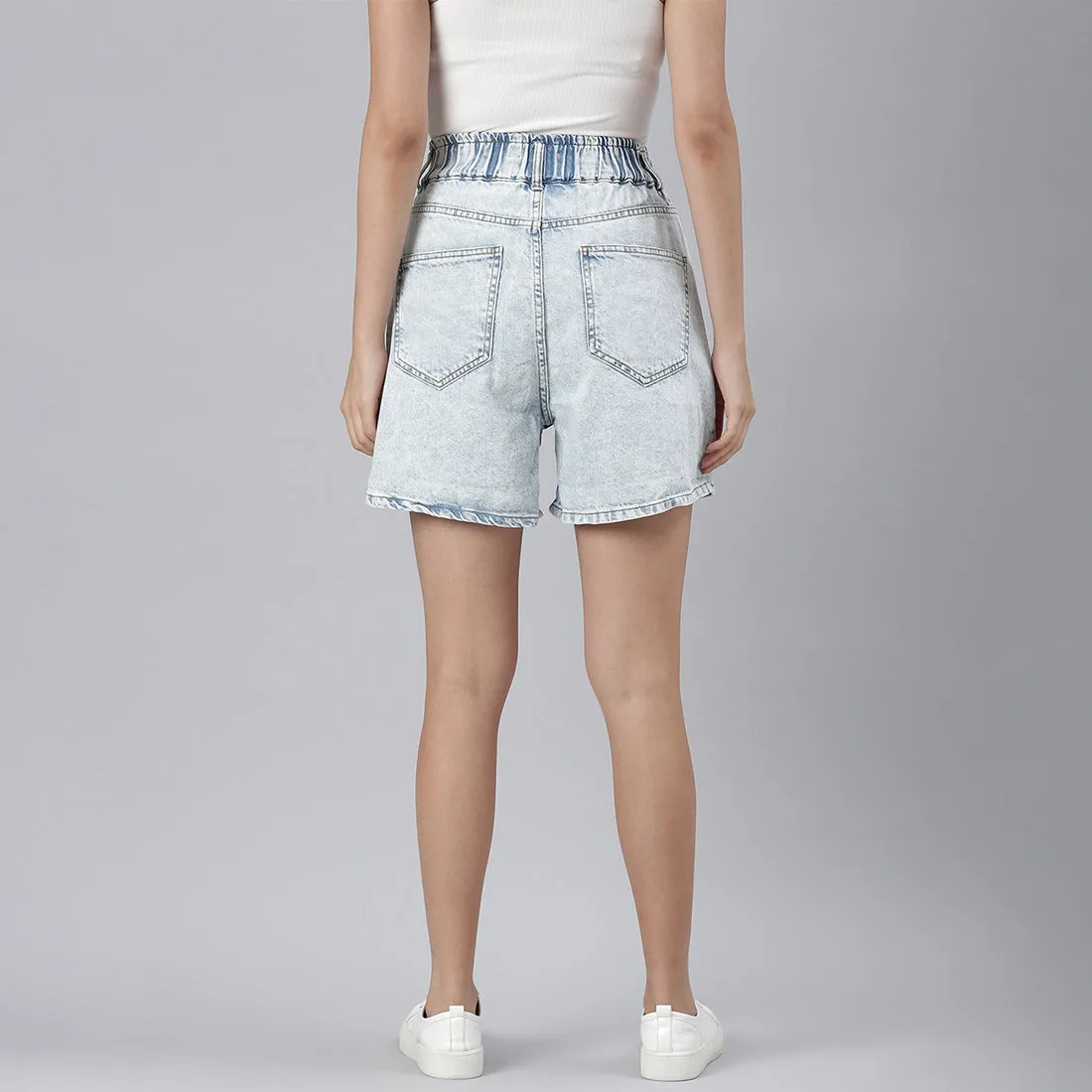 High Waist Light Blue Denim Shorts