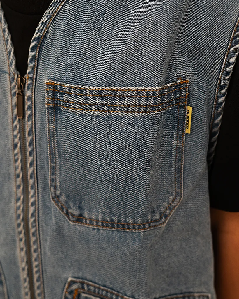 Huffer Denim Pack Vest - Mid Wash