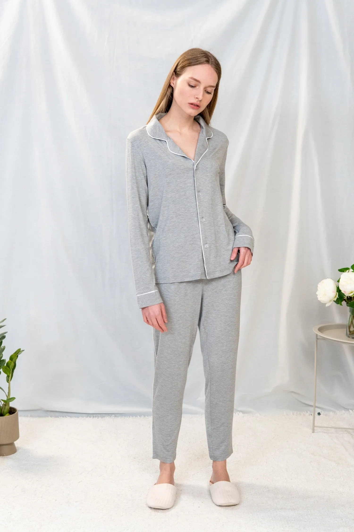 Jolene long pajama set in grey