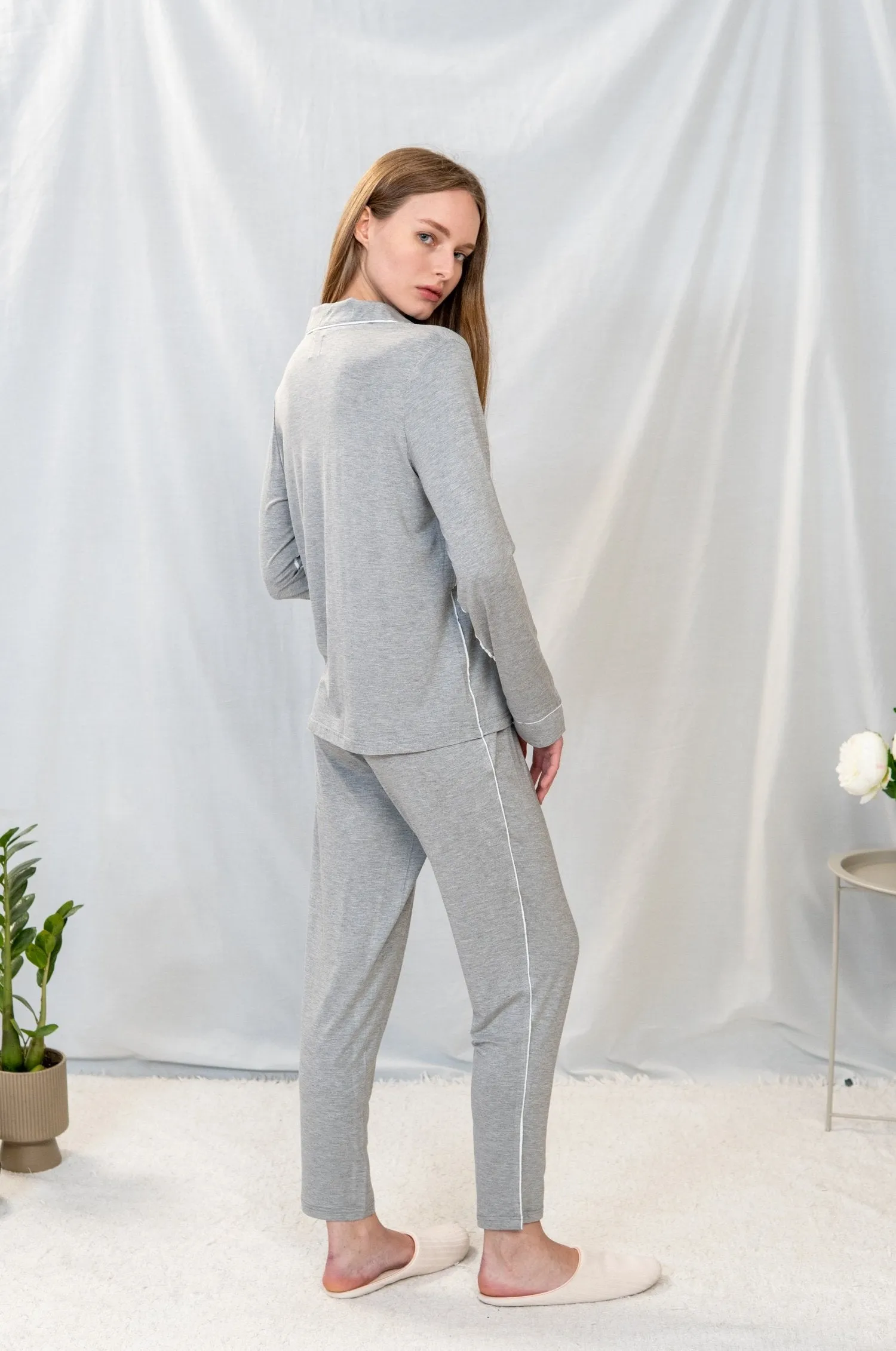Jolene long pajama set in grey