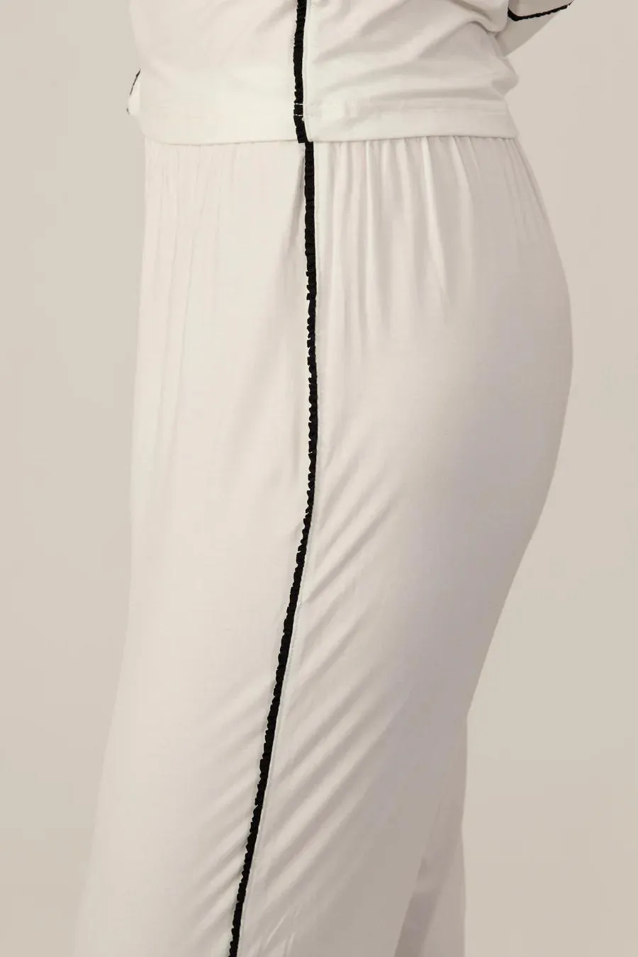 Jolene long pajama set in ivory