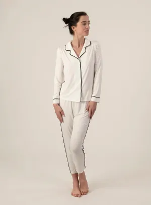 Jolene long pajama set in ivory