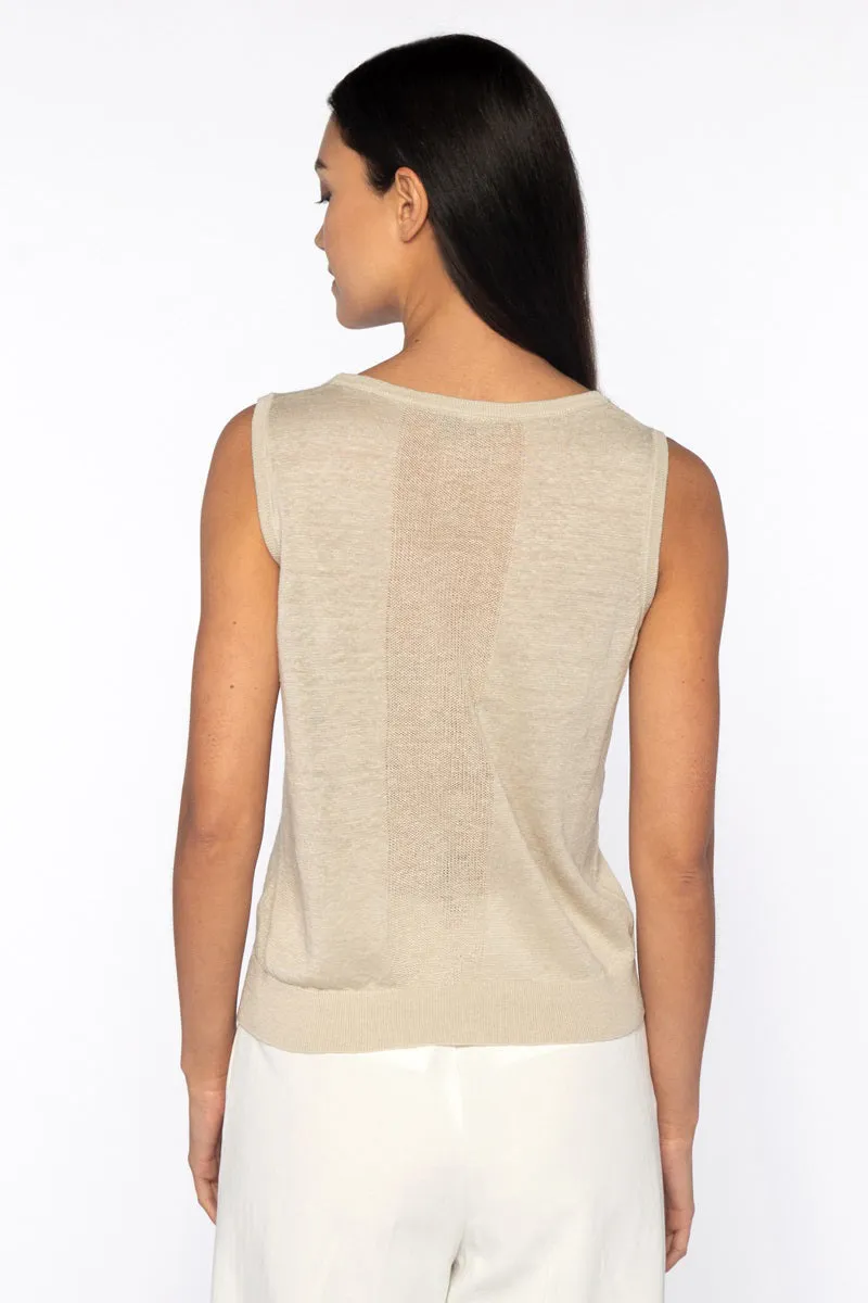 KINROSS CASHMERE - SLEEVELESS TANK IN LINEN