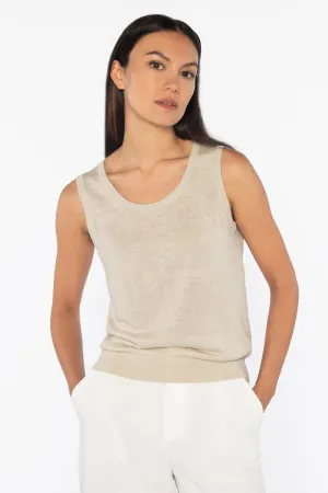 KINROSS CASHMERE - SLEEVELESS TANK IN LINEN