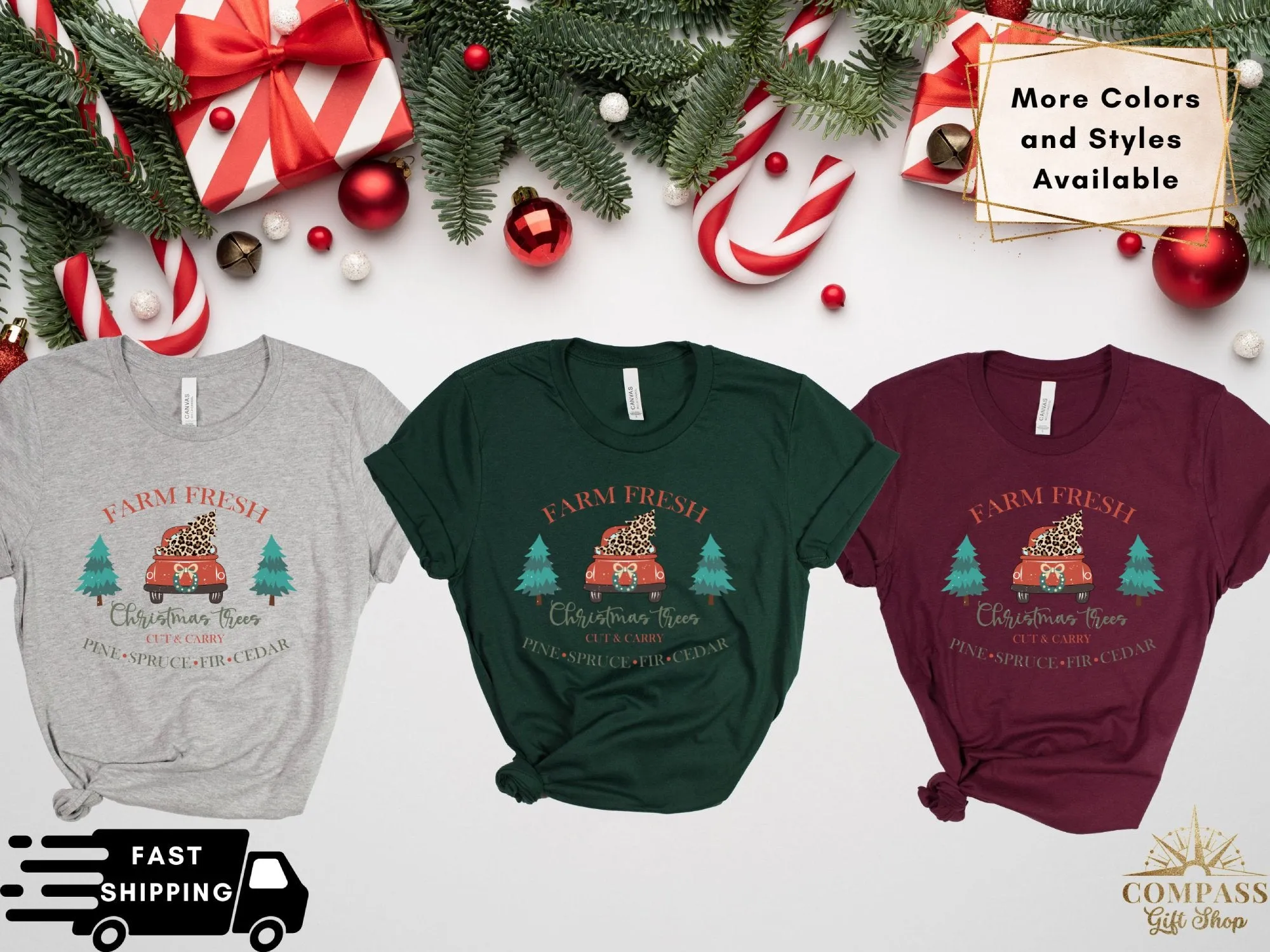 Leopard Farm Fresh Christmas Trees Shirt, V-Neck, Tank Top, Pullover Sweatshirt or Hoodie. Perfect Gift for Christmas &Winter Holidays.