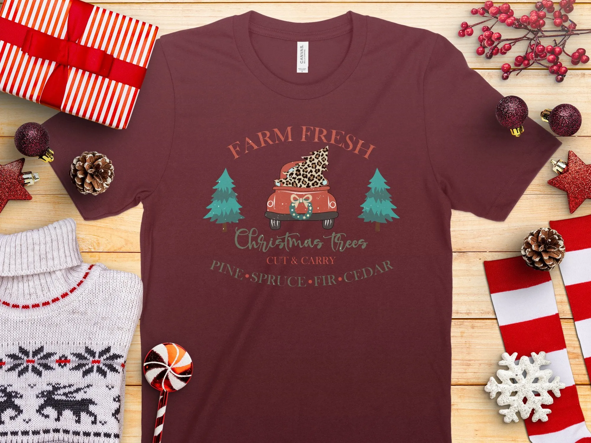 Leopard Farm Fresh Christmas Trees Shirt, V-Neck, Tank Top, Pullover Sweatshirt or Hoodie. Perfect Gift for Christmas &Winter Holidays.