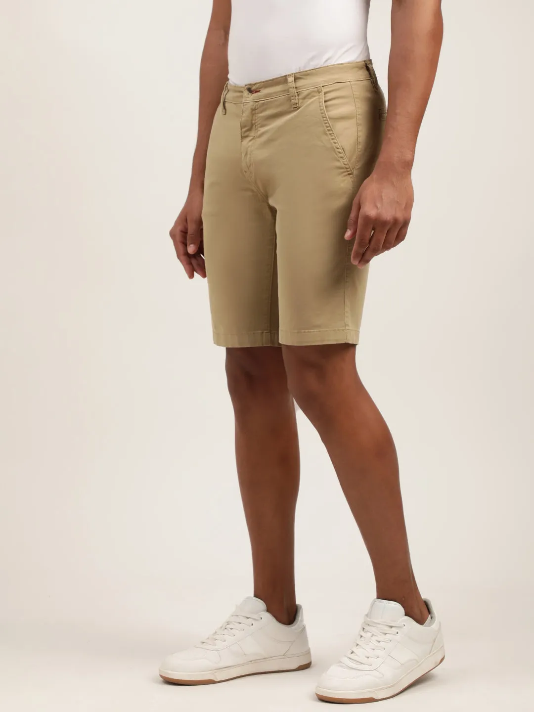 Lindbergh Men Khaki Solid Regular Fit Shorts