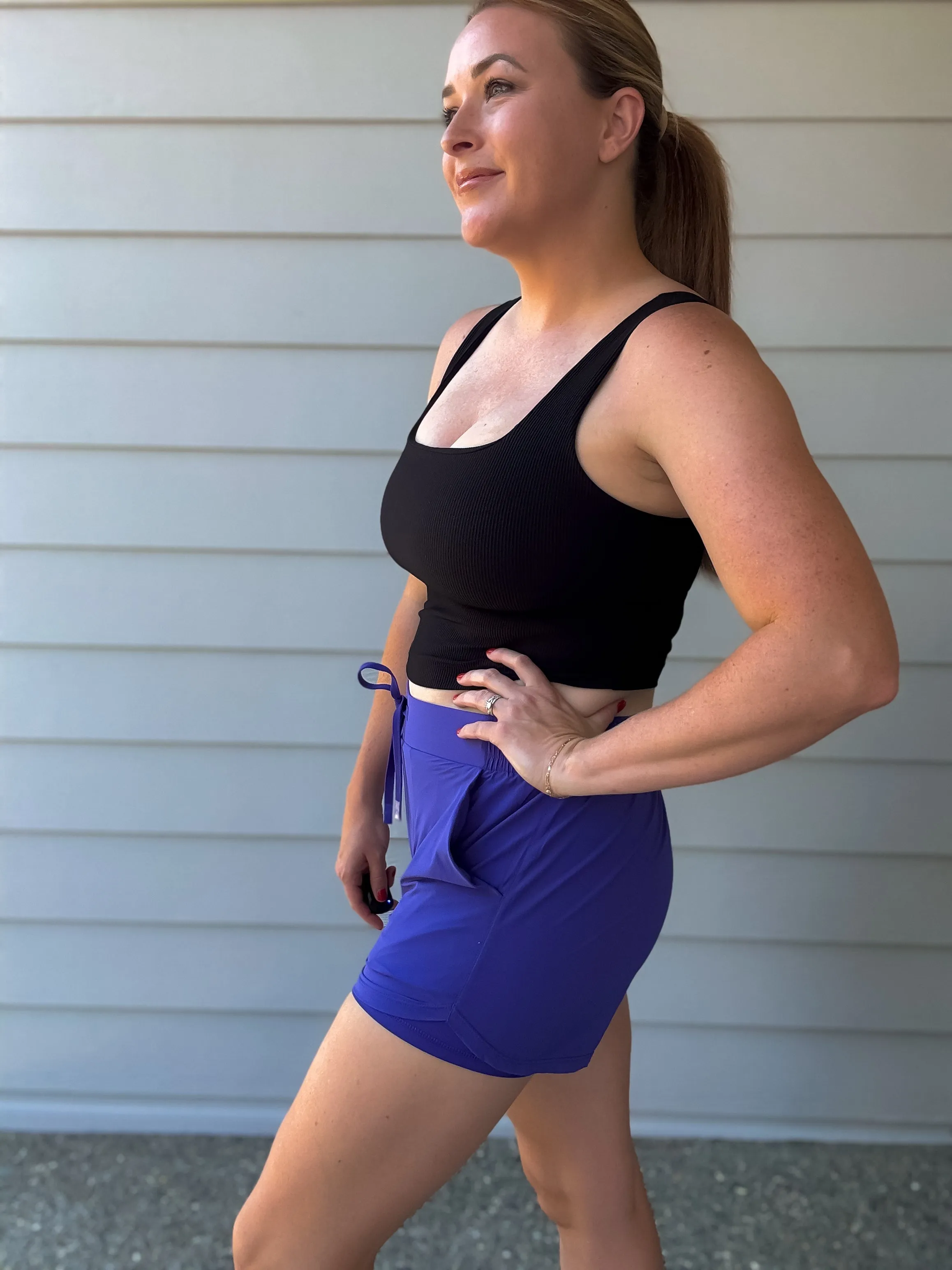 Lined Athletic Shorts in Electric Purple