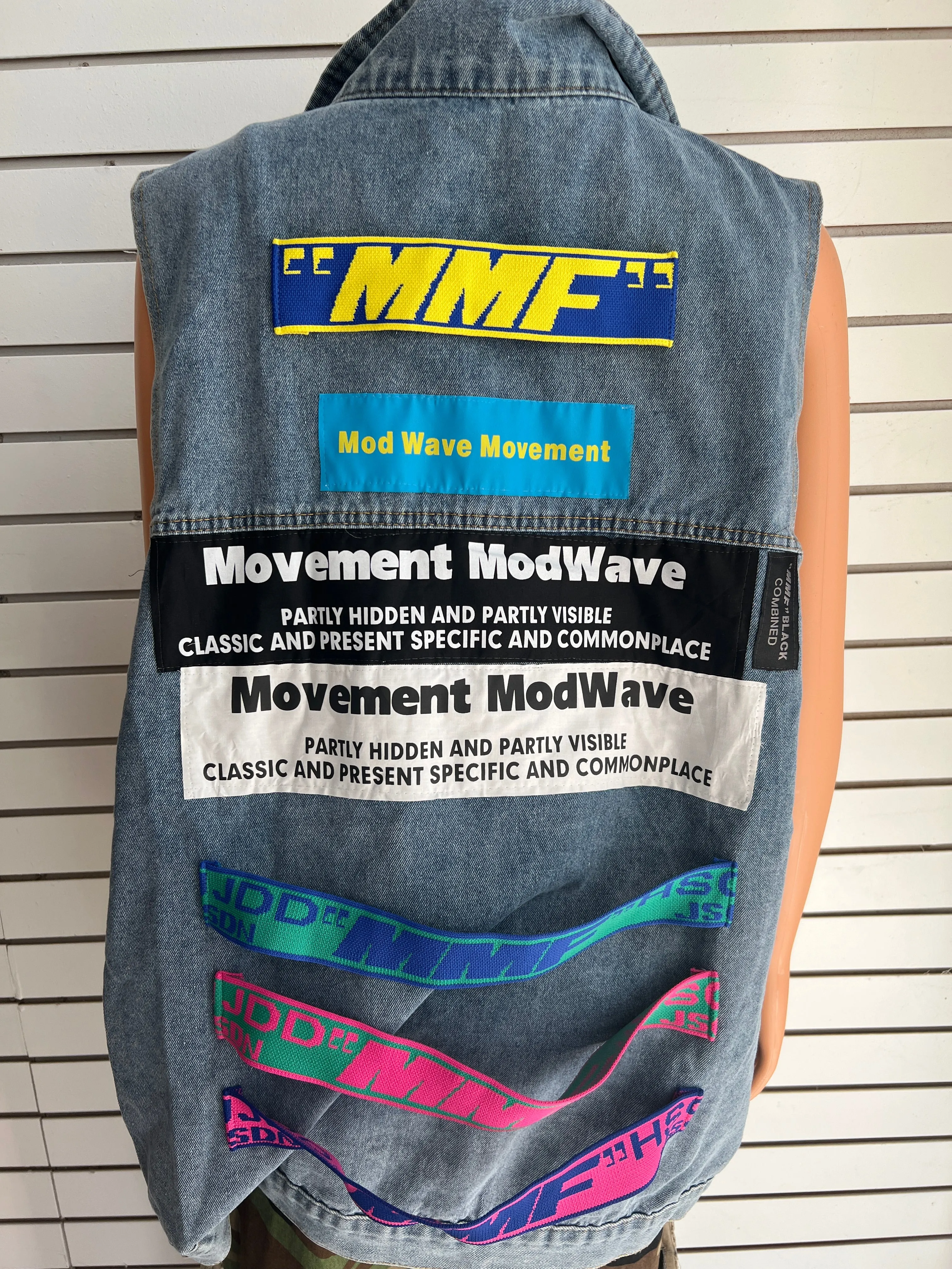 MB FASHION Oversized Dark-Wash Denim Vest Patches G00LY