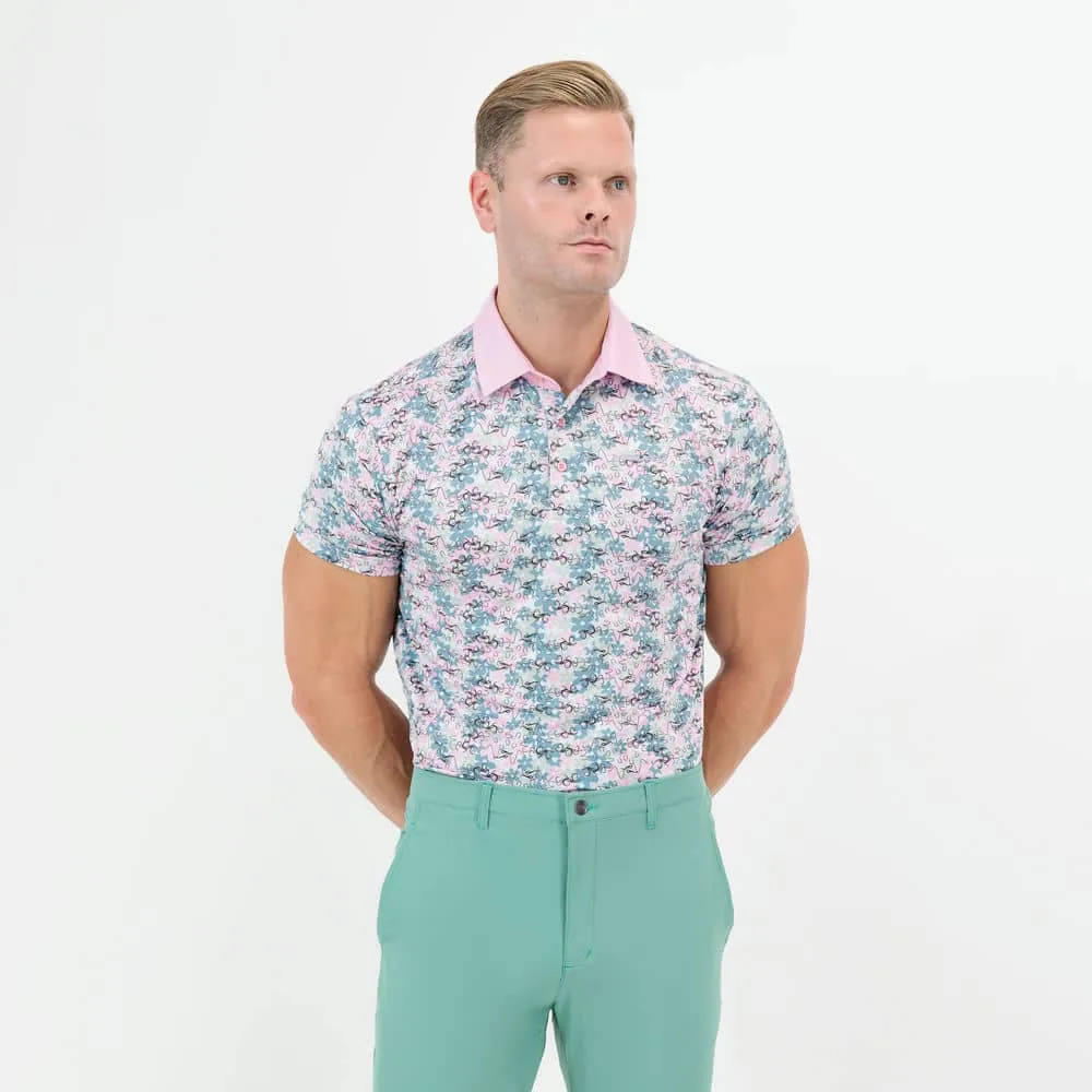 Moderno Vibrant Blooms Men’s Golf Polo