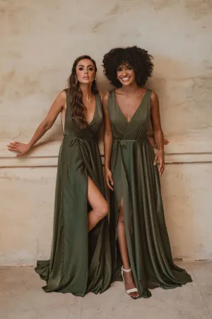 Napa V-Neck Satin Bridesmaid Dress – TO861