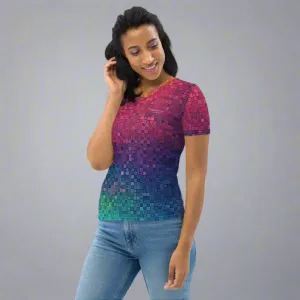 Neon Rainbow Pixels T-Shirt XS-2XL Premium Knit Jersey