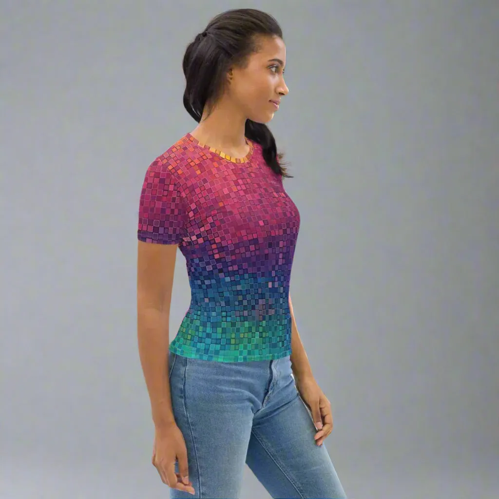 Neon Rainbow Pixels T-Shirt XS-2XL Premium Knit Jersey