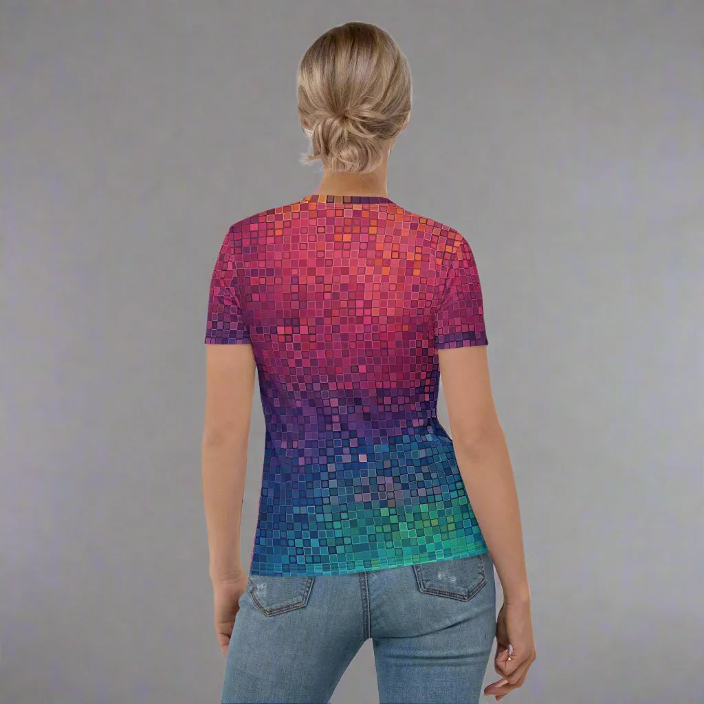Neon Rainbow Pixels T-Shirt XS-2XL Premium Knit Jersey