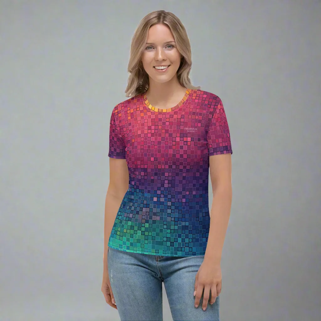Neon Rainbow Pixels T-Shirt XS-2XL Premium Knit Jersey