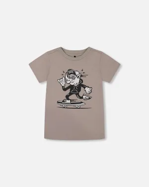 Organic Cotton Graphic Tee Gray, Black And White