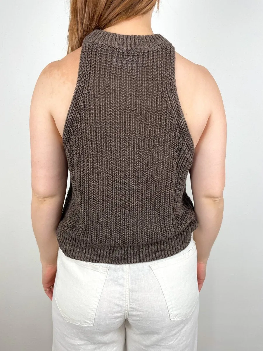 Ori Racer Linen Tank in Chocolate